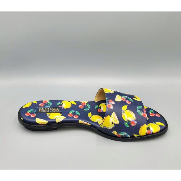 NIB Michael Kors Deanna Sequined Fruit Print Slide Sandal Navy Multi Size 7M - Picture 11 of 16